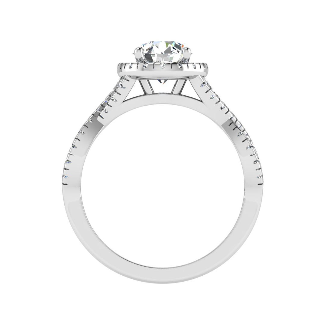 Zoey Twist style Halo Engagement Ring